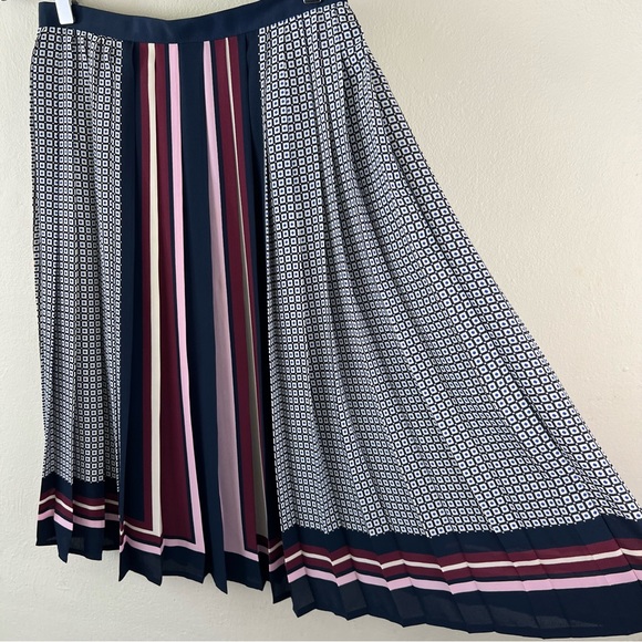 Canvas By Lands End Beautiful Pleated Multi Print Lined Midi Skirt 0 - Picture 4 of 11